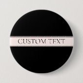 ライトピンク赤面ストライプおよび編エレガント集文字 缶バッジ (正面)