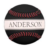 ライトピンク赤面ストライプおよび編エレガント集文字 野球ボール (正面)