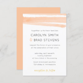 ライトピンク赤面モダン金ゴールド水結婚色 招待状