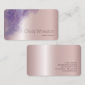 ライトピンク金ゴールドとパープルスパークルサロンスタイリスト 名刺 (正面/裏面)