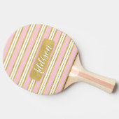 ライトピンク金ゴールドストライプパターン名前をカスタムする 卓球ラケット (横)