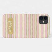 ライトピンク金ゴールドストライプパターン名前をカスタムする Case-Mate iPhoneケース (裏面(横))