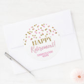 ライトピンク金ゴールド紙吹雪ハッピーリタイア ラウンドシール (封筒)