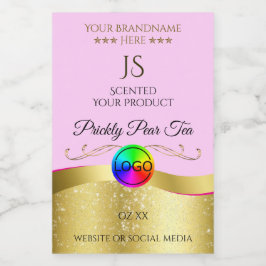 ライトピンク ウェーブ ゴールド ロゴ モノグラム プロダクト ラベル