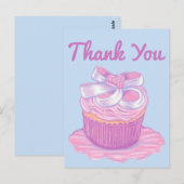 ライトピンク カップケーキ プレート サンクス ポストカード (正面/裏面)