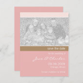 ライトピンク&タンフォトデートを保存 案内ポストカード (正面/裏面)