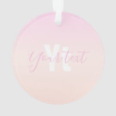 ライトピンク&ピーチグラデーショグラデーションン名&モノグラム オーナメント (裏面)