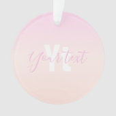 ライトピンク&ピーチグラデーショグラデーションン名&モノグラム オーナメント (正面)