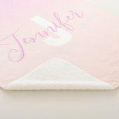 ライトピンク&ピーチグラデーショグラデーションン名&モノグラム シェルパブランケット (3/4)