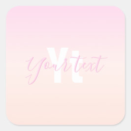 ライトピンク&ピーチグラデーショグラデーションン名&モノグラム スクエアシール