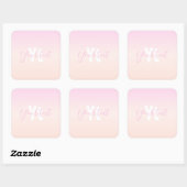 ライトピンク&ピーチグラデーショグラデーションン名&モノグラム スクエアシール (シート)