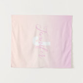 ライトピンク&ピーチグラデーショグラデーションン名&モノグラム タペストリー (正面(横))