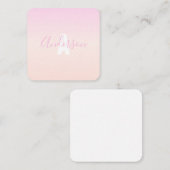 ライトピンク&ピーチグラデーショグラデーションン名&モノグラム ノートカード (正面/裏面)