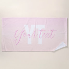 ライトピンク&ピーチグラデーショグラデーションン名&モノグラム ビーチタオル