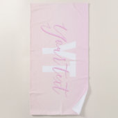 ライトピンク&ピーチグラデーショグラデーションン名&モノグラム ビーチタオル (正面)