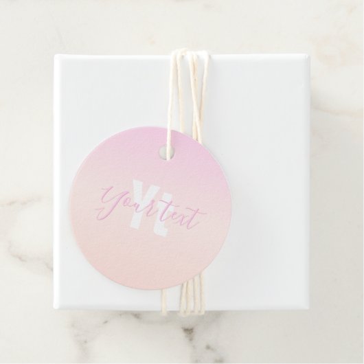 ライトピンク&ピーチグラデーショグラデーションン名&モノグラム フェイバータグ (インサイチュ)