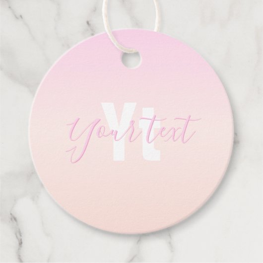 ライトピンク&ピーチグラデーショグラデーションン名&モノグラム フェイバータグ (正面)