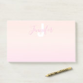 ライトピンク&ピーチグラデーショグラデーションン名&モノグラム ポストイット (デスク)