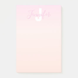 ライトピンク&ピーチグラデーショグラデーションン名&モノグラム ポストイット