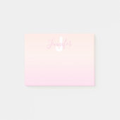 ライトピンク&ピーチグラデーショグラデーションン名&モノグラム ポストイット (正面)