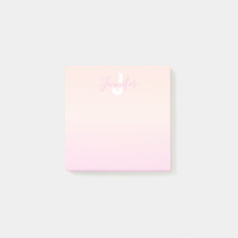 ライトピンク&ピーチグラデーショグラデーションン名&モノグラム ポストイット