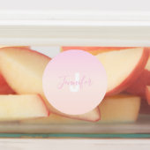 ライトピンク&ピーチグラデーショグラデーションン名&モノグラム ラベル (貼付)