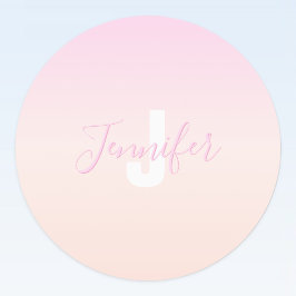 ライトピンク&ピーチグラデーショグラデーションン名&モノグラム ラベル