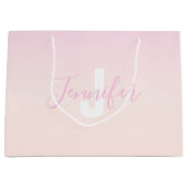 ライトピンク&ピーチグラデーショグラデーションン名&モノグラム ラージペーパーバッグ (正面)