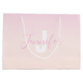 ライトピンク&ピーチグラデーショグラデーションン名&モノグラム ラージペーパーバッグ (裏面)
