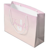 ライトピンク&ピーチグラデーショグラデーションン名&モノグラム ラージペーパーバッグ (裏面アングル)