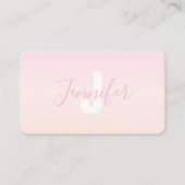 ライトピンク&ピーチグラデーショグラデーションン名&モノグラム 名刺 (正面)