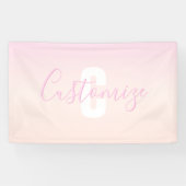 ライトピンク&ピーチグラデーショグラデーションン名&モノグラム 横断幕 (横)