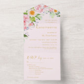 ライトピンク フラワー RSVP トリフォールド イベント招待状 オールインワン招待状 (内側)