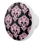 ライトピンク&ブラックダマスクシックエレガントベッドルーム セラミックノブ (右)