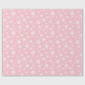 ライトピンク&ホワイトフェスティバルクリスマススノーフレーク ラッピングペーパー (フラット)