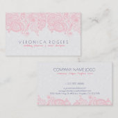 ライトピンク&ホワイトフローラペイズリーレース 名刺 (正面/裏面)