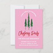 ライトピンク レッド & グリーン クリスマスパーティー招待状 招待状 (正面)