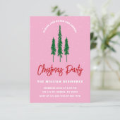 ライトピンク レッド & グリーン クリスマスパーティー招待状 招待状 (スタンド正面)