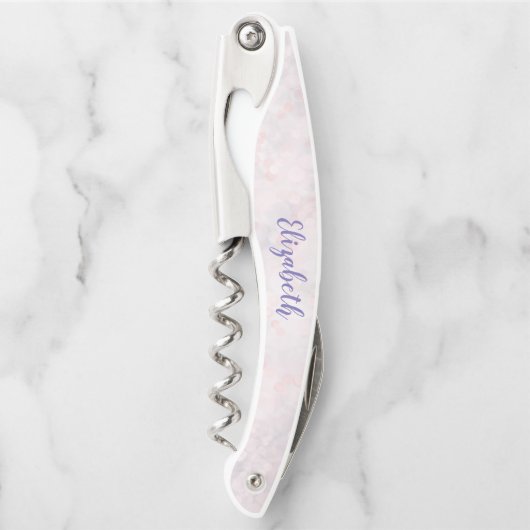 ライトピンク《写真》ぼけ味パターンコルクねじボトルオープナー ソムリエナイフ (正面)