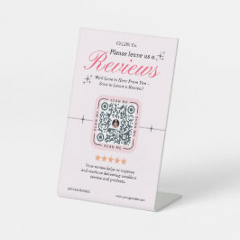 ライトピンクQRコードペデスタルサイン – フェミニンカスタム 台座サイン