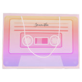 ライトピンクY2k 90sレトロオーディオカセットカスタム ラージペーパーバッグ (裏面)