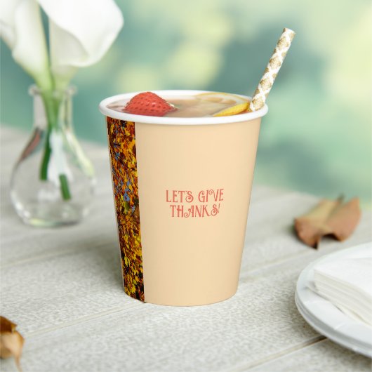 ライトピーチディナーオータムハッピーサンクスギビング 紙コップ (インサイチュ)