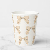 ライトピーチプレイドボウニュートラルエレガントベビーシャワー 紙コップ (左)