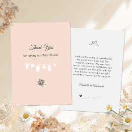 ライトピーチミニマリストベビーガールシャワー サンキューカード