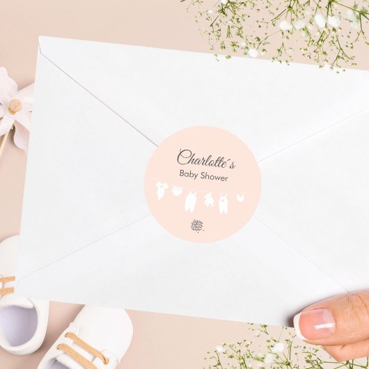 ライトピーチミニマリストベビーガールシャワー ラウンドシール