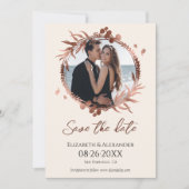 ライトピーチリース写真の保存日付 招待状 (正面)