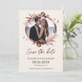 ライトピーチリース写真の保存日付 招待状 (スタンド正面)