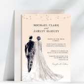 ライトピーチ伝統的新郎新婦結婚ズ 招待状