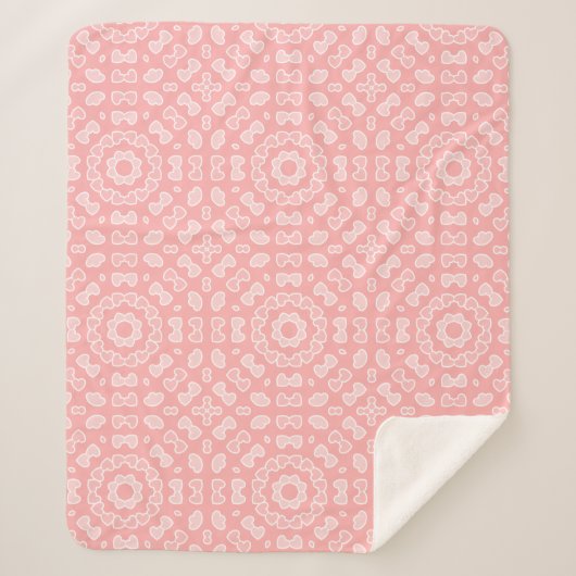 ライトピーチ抽象芸術ハートパターン シェルパブランケット (正面)