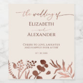 ライトピーチ春結婚書道 ワインラベル (シングルラベル)